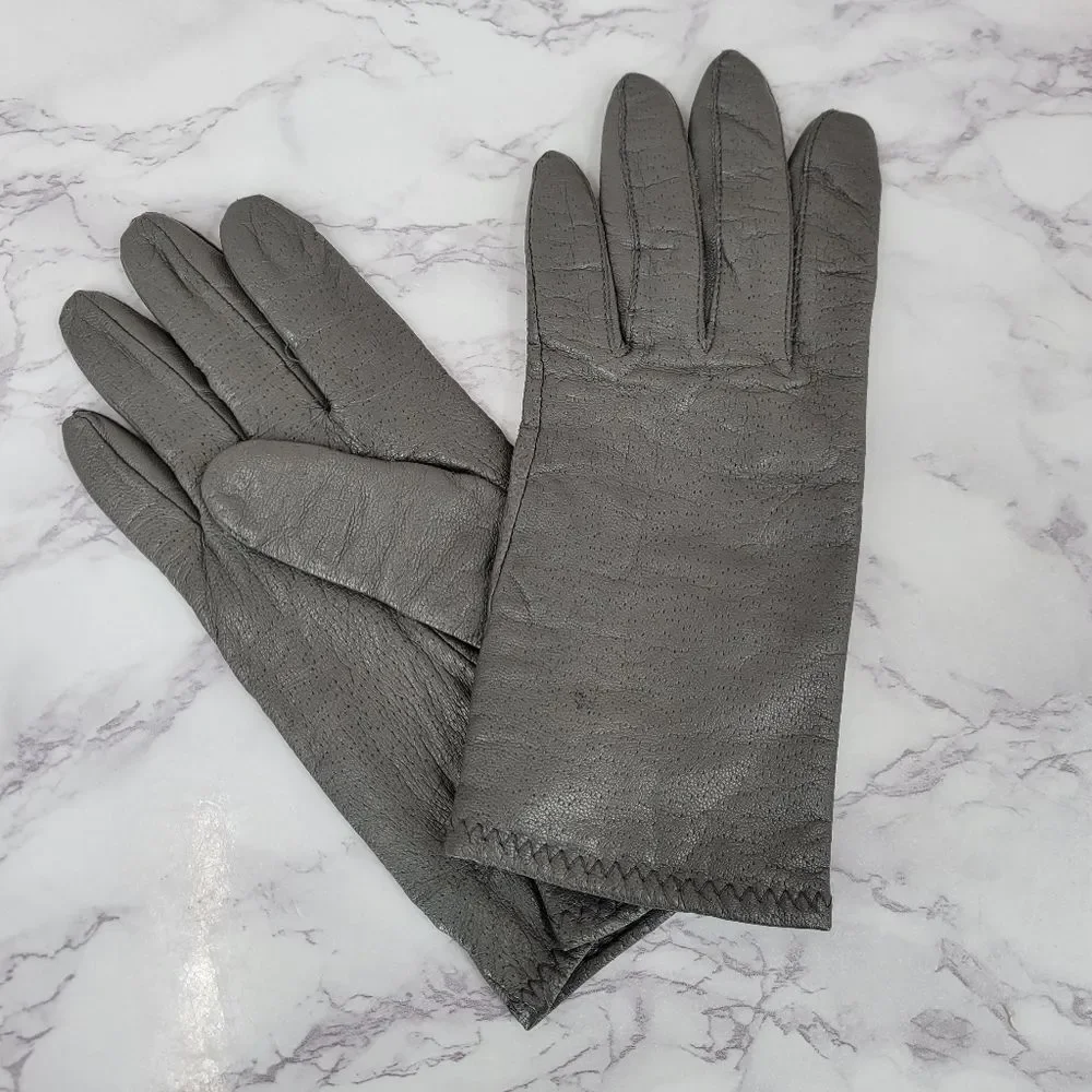 Fownes Vintage Classic Grey Leather Driving Gloves